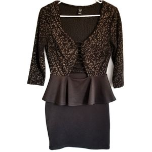 Windsor Criss cross cut Cleavage peplum dress